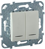 Выключатель с подсветкой без рамки Schneider Electric Unica 2-кл. бежевый  картинка